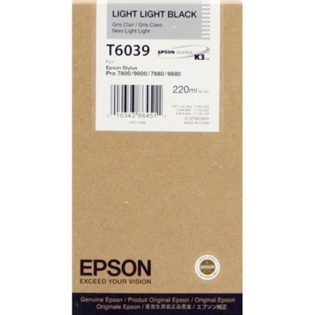 ORIGINAL Epson Cartuccia d'inchiostro lightlightblack C13T603900 T6039 220ml