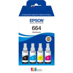 ORIGINAL Epson Multipack nero / ciano / magenta / giallo C13T664640 664 ~27000 Seiten 70ml 664 EcoTank 4-colour Multipack