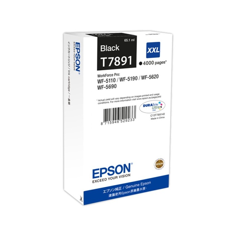 ORIGINAL Epson Cartuccia d'inchiostro nero C13T789140 T7891 XXL ~4000 Seiten 65,1ml XXL