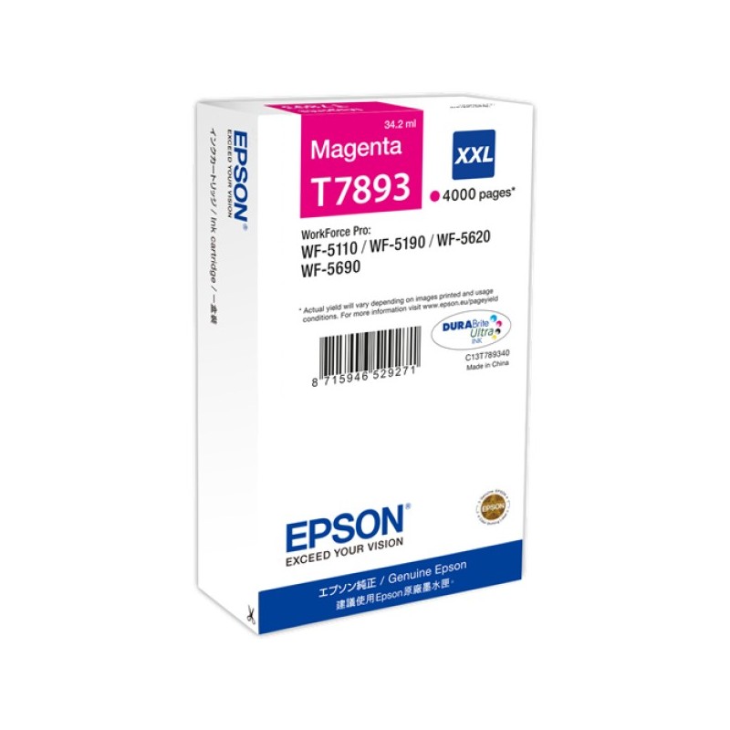 ORIGINAL Epson Cartuccia d'inchiostro magenta C13T789340 T7893 XXL ~4000 Seiten 34,2ml XXL