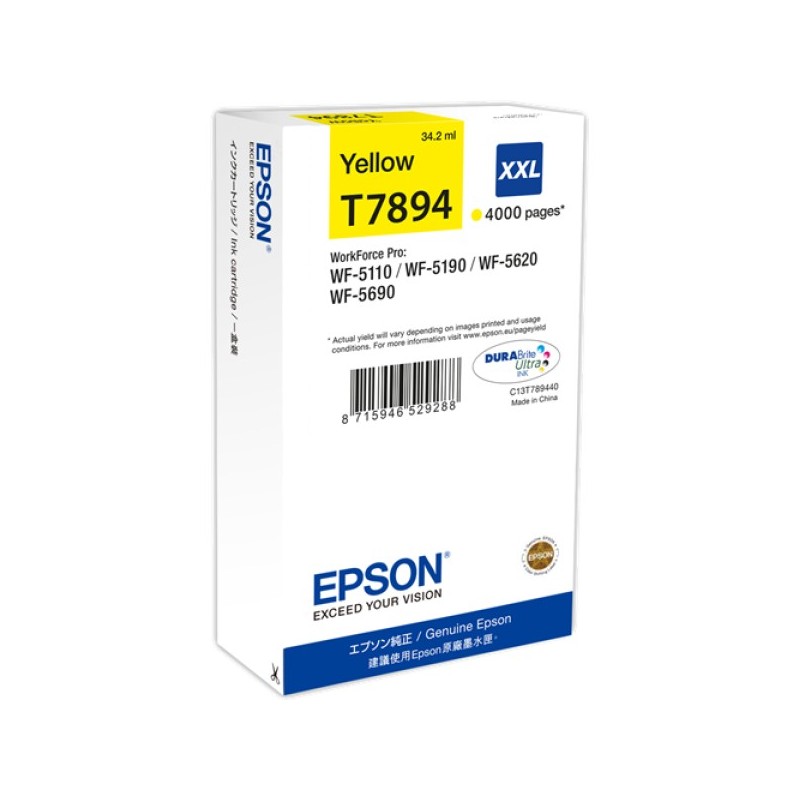 ORIGINAL Epson Cartuccia d'inchiostro giallo C13T789440 T7894 XXL ~4000 Seiten 34,2ml XXL