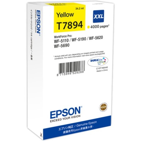 ORIGINAL Epson Cartuccia d'inchiostro giallo C13T789440 T7894 XXL ~4000 Seiten 34,2ml XXL