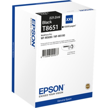 ORIGINAL Epson Cartuccia d'inchiostro nero C13T865140 T8651 XXL ~10000 Seiten 221ml XXL