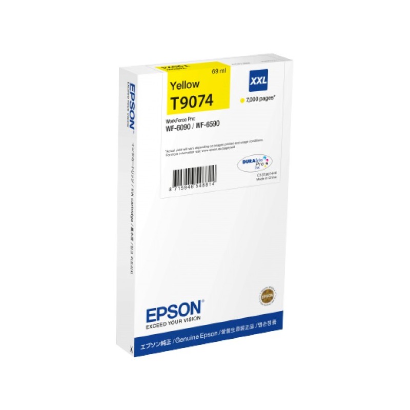 ORIGINAL Epson Cartuccia d'inchiostro giallo C13T907440 T9074 XXL ~7000 Seiten 69ml XXL