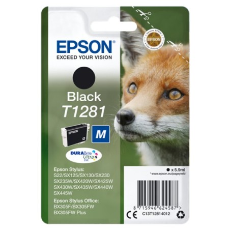 ORIGINAL Epson Cartuccia d'inchiostro nero C13T12814012 T1281 ~170 Seiten 5,9ml