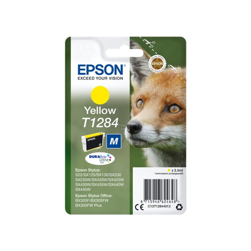 ORIGINAL Epson Cartuccia d'inchiostro giallo C13T12844012 T1284 ~225 Seiten 3,5ml
