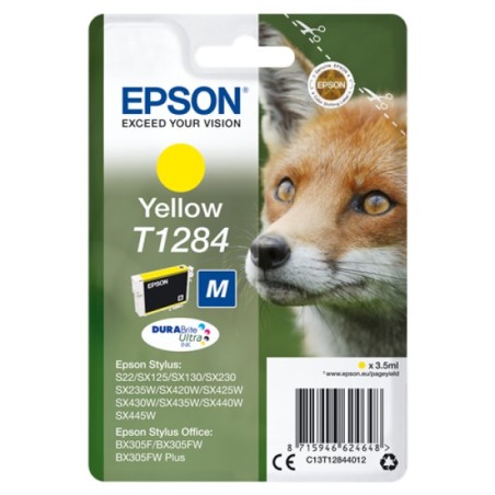 ORIGINAL Epson Cartuccia d'inchiostro giallo C13T12844012 T1284 ~225 Seiten 3,5ml