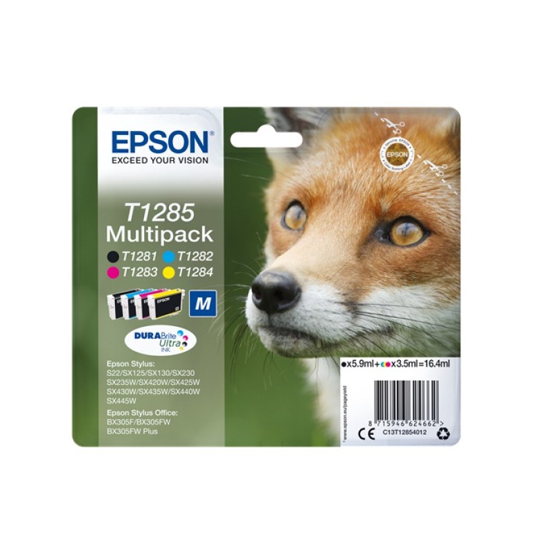 ORIGINAL Epson Multipack nero / ciano / magenta / giallo C13T12854012 T1285 4 cartucce d'inchiostro: T1281 + T1282 + T1283 + T12