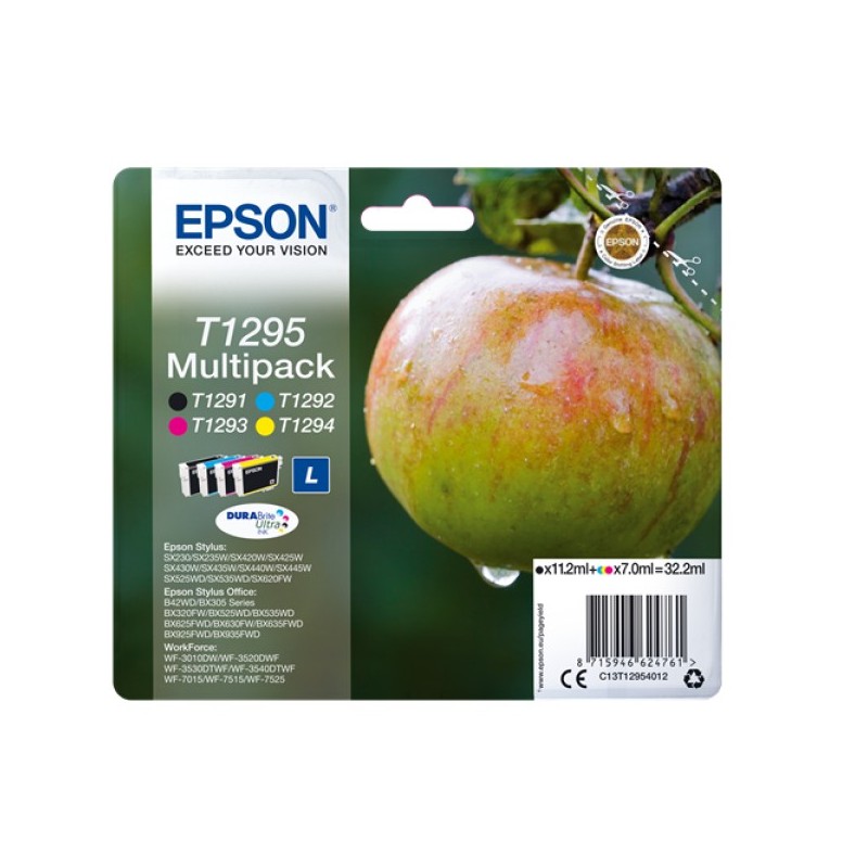 ORIGINAL Epson Multipack nero / ciano / magenta / giallo C13T12954012 T1295 4 cartucce d'inchiostro: T1291 + T1292 + T1293 + T12