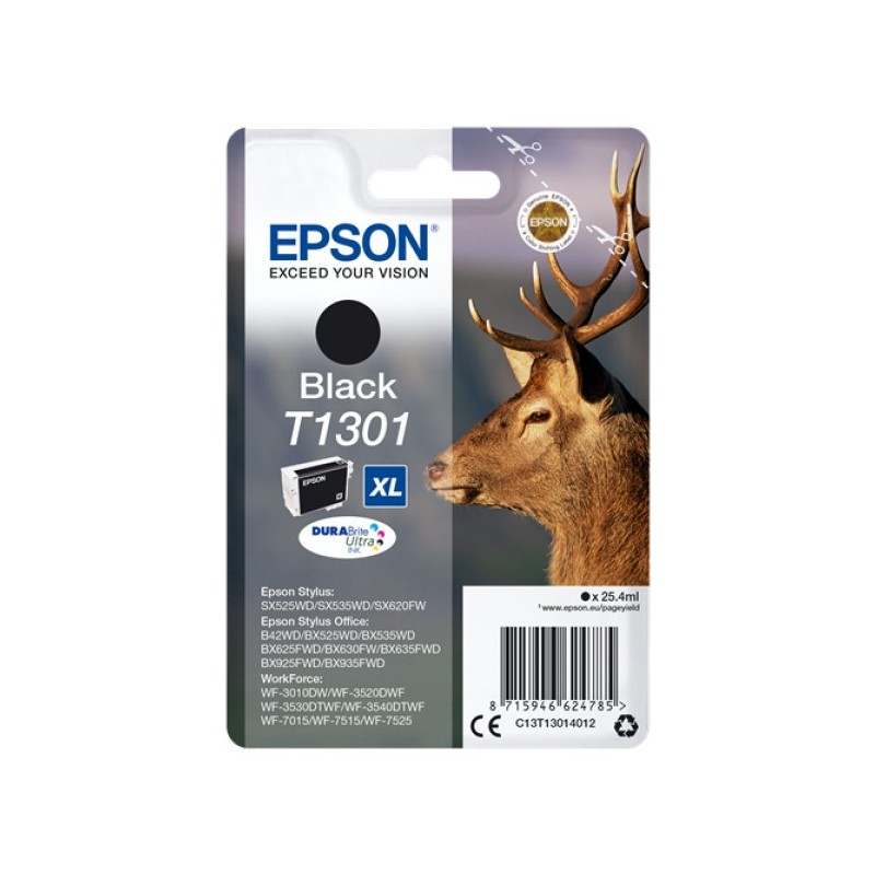 ORIGINAL Epson Cartuccia d'inchiostro nero C13T13014012 T1301 XL ~945 Seiten 25,4ml