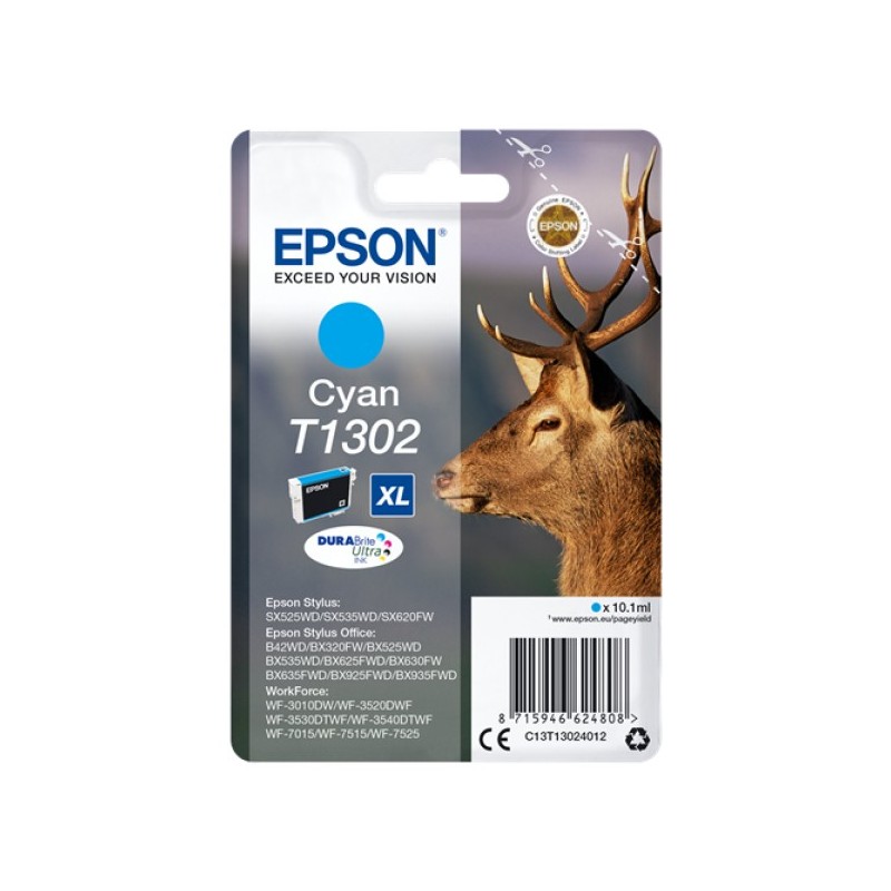 ORIGINAL Epson Cartuccia d'inchiostro ciano C13T13024012 T1302 XL ~755 Seiten 10,1ml