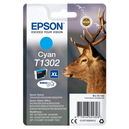 ORIGINAL Epson Cartuccia d'inchiostro ciano C13T13024012 T1302 XL ~755 Seiten 10,1ml
