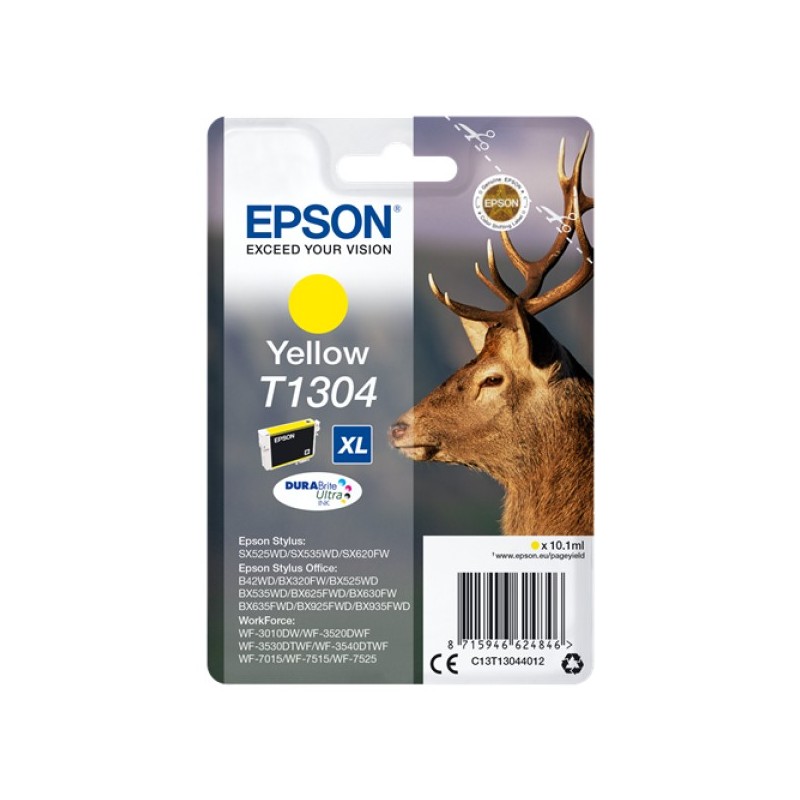 ORIGINAL Epson Cartuccia d'inchiostro giallo C13T13044012 T1304 XL ~755 Seiten 10,1ml