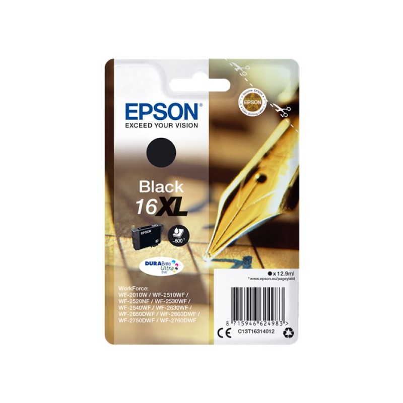 ORIGINAL Epson Cartuccia d'inchiostro nero C13T16314012 16 XL ~500 Seiten 12,9ml Cartuccie d´inchiostro XL