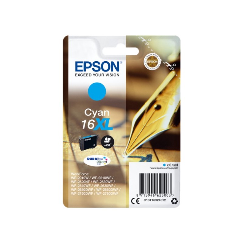 ORIGINAL Epson Cartuccia d'inchiostro ciano C13T16324012 16 XL ~450 Seiten 6,5ml Cartuccie d´inchiostro XL