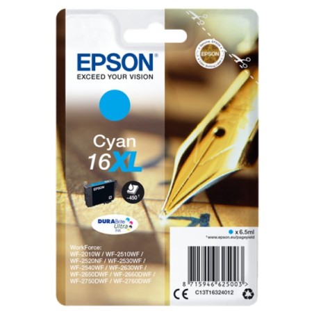 ORIGINAL Epson Cartuccia d'inchiostro ciano C13T16324012 16 XL ~450 Seiten 6,5ml Cartuccie d´inchiostro XL