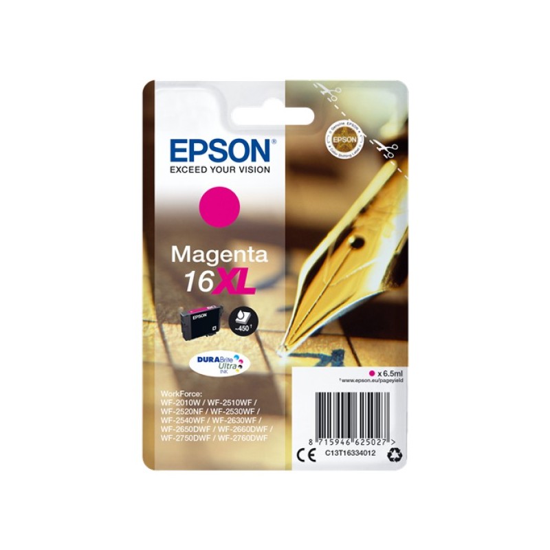 ORIGINAL Epson Cartuccia d'inchiostro magenta C13T16334012 16 XL ~450 Seiten 6,5ml Cartuccie d´inchiostro XL