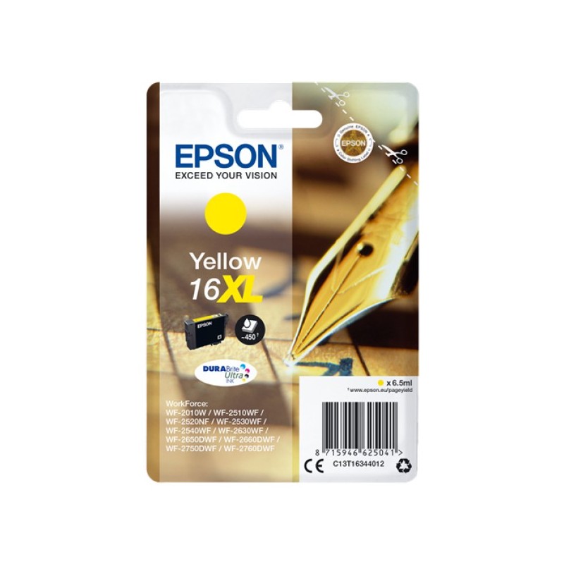 ORIGINAL Epson Cartuccia d'inchiostro giallo C13T16344012 16 XL ~450 Seiten 6,5ml Cartuccie d´inchiostro XL