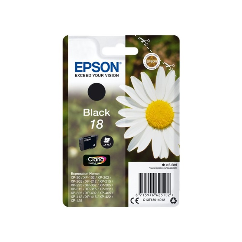 ORIGINAL Epson Cartuccia d'inchiostro nero C13T18014012 18 ~175 Seiten 5,2ml standard