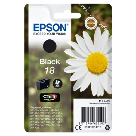 ORIGINAL Epson Cartuccia d'inchiostro nero C13T18014012 18 ~175 Seiten 5,2ml standard