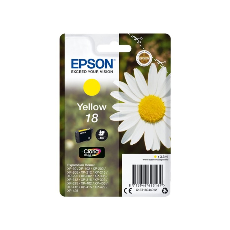 ORIGINAL Epson Cartuccia d'inchiostro giallo C13T18044012 18 ~180 Seiten 3,3ml standard