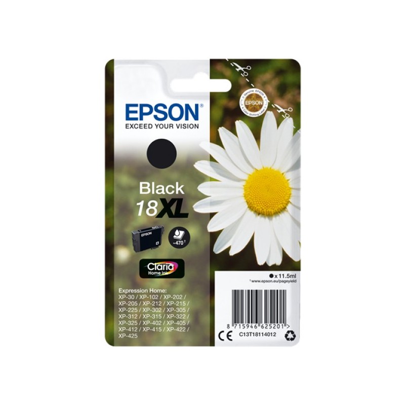 ORIGINAL Epson Cartuccia d'inchiostro nero C13T18114012 18 XL ~470 Seiten 11,5ml Cartuccie d´inchiostro XL