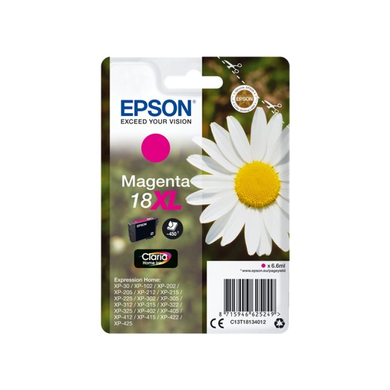 ORIGINAL Epson Cartuccia d'inchiostro magenta C13T18134012 18 XL ~450 Seiten 6,6ml Cartuccie d´inchiostro XL