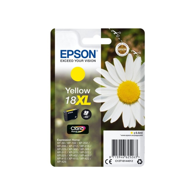 ORIGINAL Epson Cartuccia d'inchiostro giallo C13T18144012 18 XL ~450 Seiten 6,6ml Cartuccie d´inchiostro XL