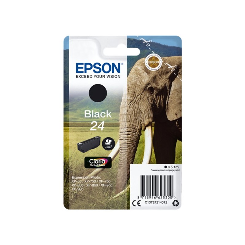 ORIGINAL Epson Cartuccia d'inchiostro nero C13T24214012 24 ~240 Seiten 5,1ml