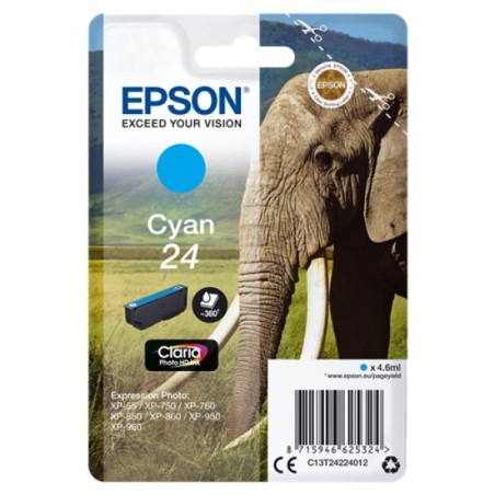 ORIGINAL Epson Cartuccia d'inchiostro ciano C13T24224012 24 ~360 Seiten 4,6ml