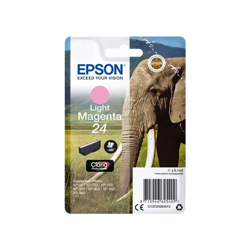 ORIGINAL Epson Cartuccia d'inchiostro magenta (chiaro) C13T24264012 24 ~360 Seiten 5,1ml