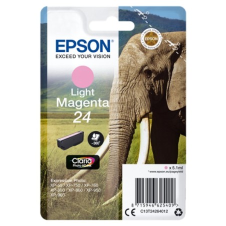 ORIGINAL Epson Cartuccia d'inchiostro magenta (chiaro) C13T24264012 24 ~360 Seiten 5,1ml