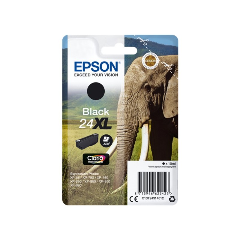 ORIGINAL Epson Cartuccia d'inchiostro nero C13T24314012 24 XL ~500 Seiten 10ml XL