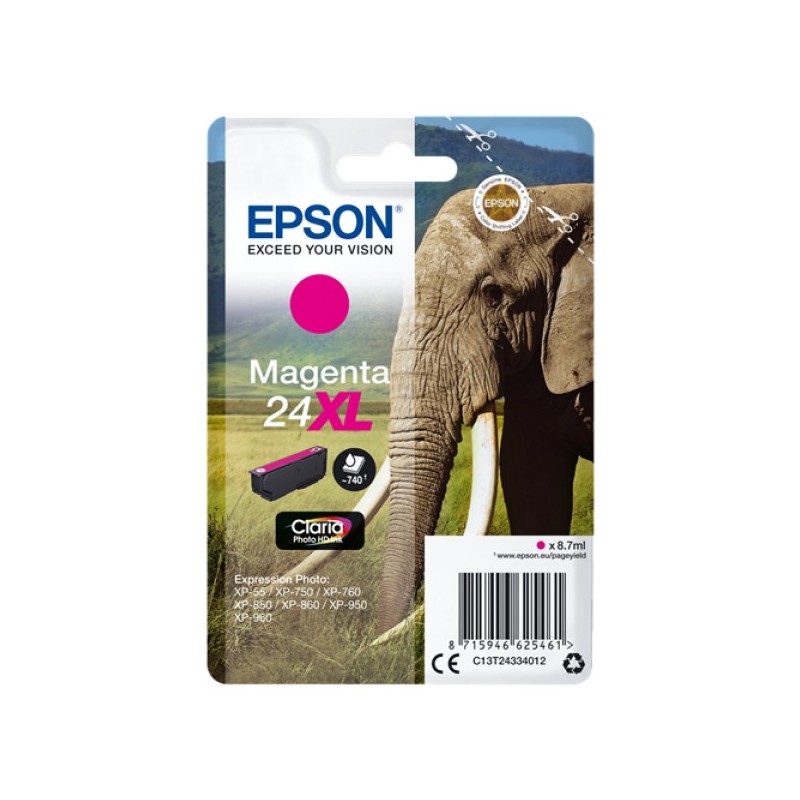 ORIGINAL Epson Cartuccia d'inchiostro magenta C13T24334012 24 XL ~740 Seiten 8,7ml XL