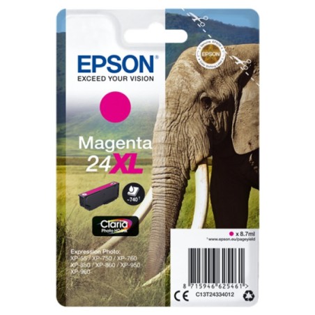 ORIGINAL Epson Cartuccia d'inchiostro magenta C13T24334012 24 XL ~740 Seiten 8,7ml XL