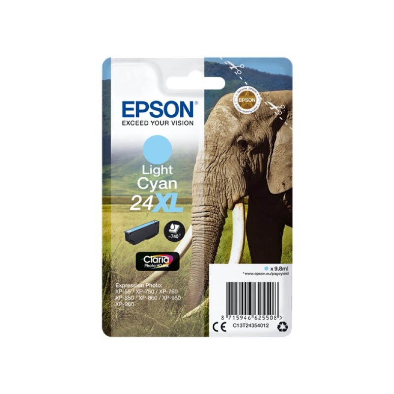 ORIGINAL Epson Cartuccia d'inchiostro ciano (chiaro) C13T24354012 24 XL ~740 Seiten 9,8ml XL