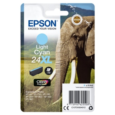ORIGINAL Epson Cartuccia d'inchiostro ciano (chiaro) C13T24354012 24 XL ~740 Seiten 9,8ml XL