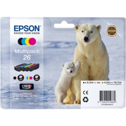 ORIGINAL Epson Multipack nero / ciano / magenta / giallo C13T26164010 26 4 cartucce d'inchiostro: T2601 + T2612 + T2613 + T2614