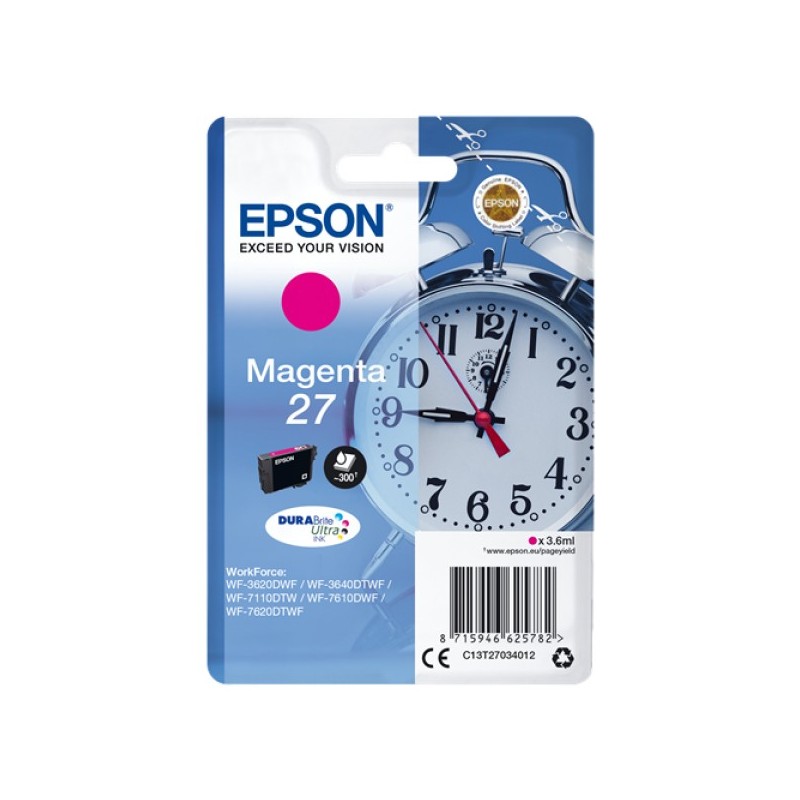 ORIGINAL Epson Cartuccia d'inchiostro magenta C13T27034012 27 ~300 Seiten 3,6ml