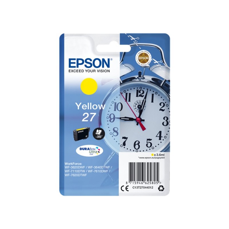 ORIGINAL Epson Cartuccia d'inchiostro giallo C13T27044012 27 ~300 Seiten 3,6ml