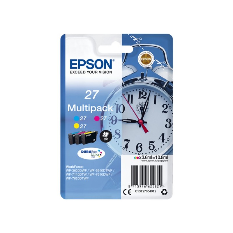 ORIGINAL Epson Multipack ciano / magenta / giallo C13T27054012 27 3 Cartucce colore: T2702 + T2703 + T2704