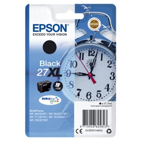 ORIGINAL Epson Cartuccia d'inchiostro nero C13T27114012 27 XL ~1100 Seiten 17,7ml XL