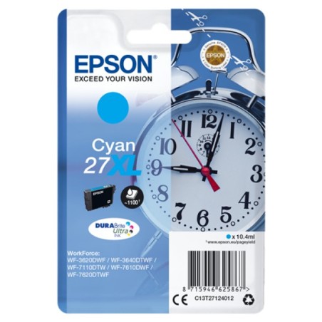 ORIGINAL Epson Cartuccia d'inchiostro ciano C13T27124012 27 XL ~1100 Seiten 10,4ml XL