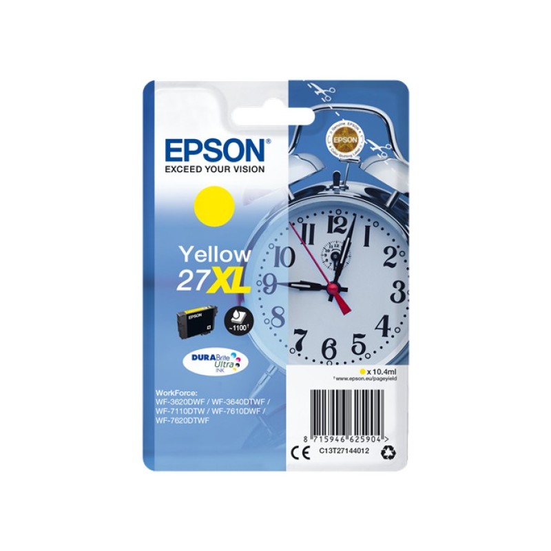 ORIGINAL Epson Cartuccia d'inchiostro giallo C13T27144012 27 XL ~1100 Seiten 10,4ml XL