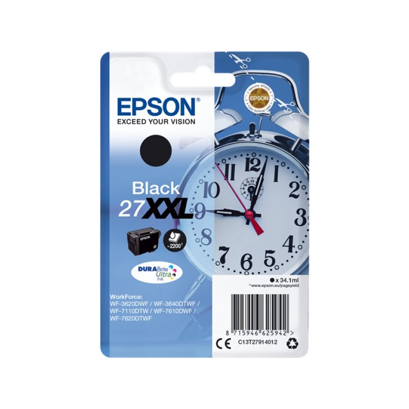 ORIGINAL Epson Cartuccia d'inchiostro nero C13T27914012 27 XXL ~2200 Seiten 34,1ml XXL