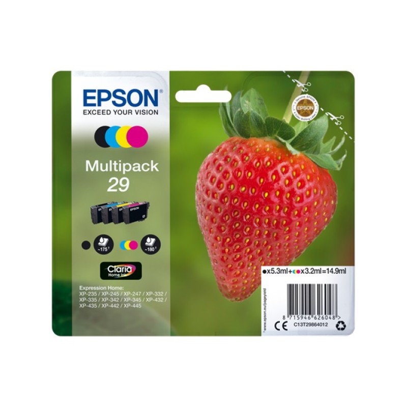 ORIGINAL Epson Multipack nero / ciano / magenta / giallo C13T29864012 29 4 cartucce: T2981 + T2982 + T2983 + T2984