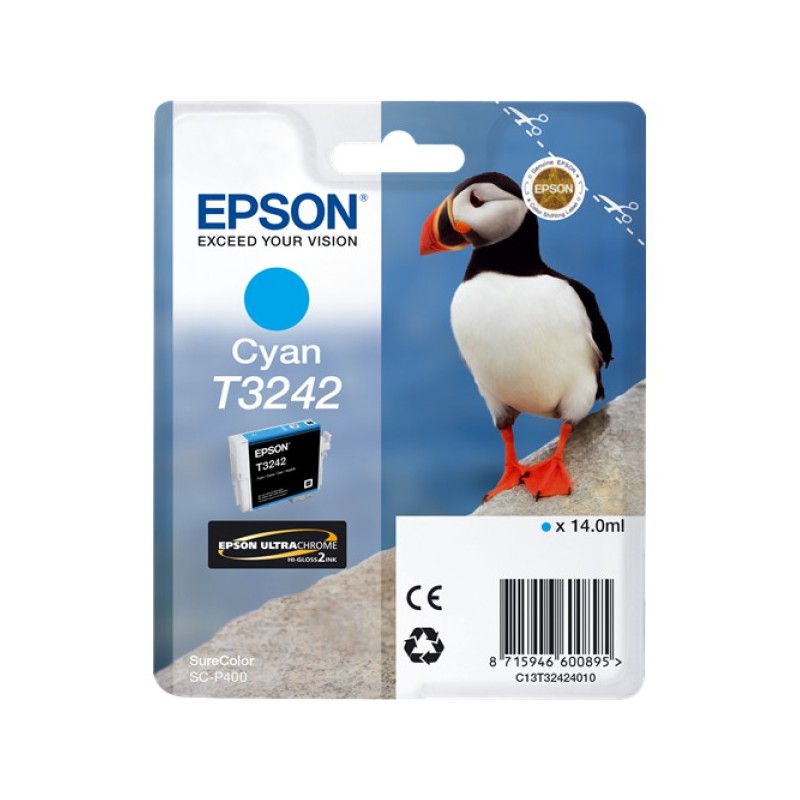 ORIGINAL Epson Cartuccia d'inchiostro ciano C13T32424010 T3242 ~980 Seiten 14ml
