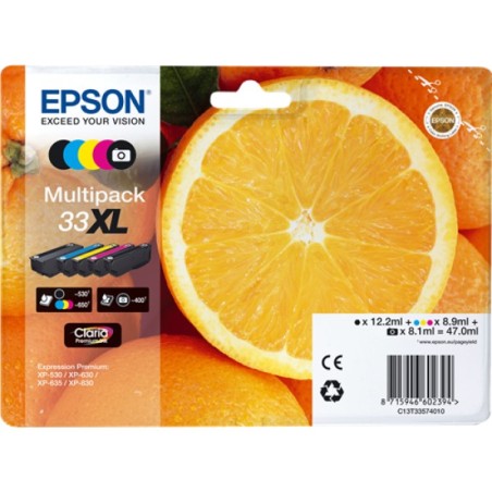 ORIGINAL Epson Multipack nero / ciano / magenta / giallo / Nero (Foto) C13T33574011 33 XL 5 Cartucce d'inchiostro: T3351 + T3361