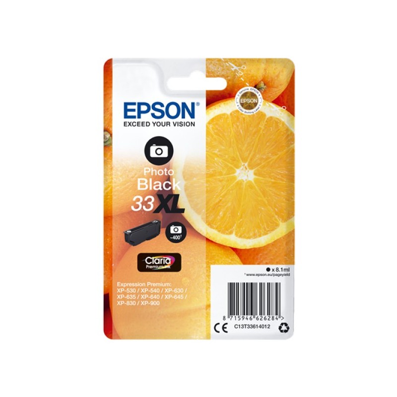 ORIGINAL Epson Cartuccia d'inchiostro Nero (Foto) C13T33614012 33 XL ~400 Seiten XL