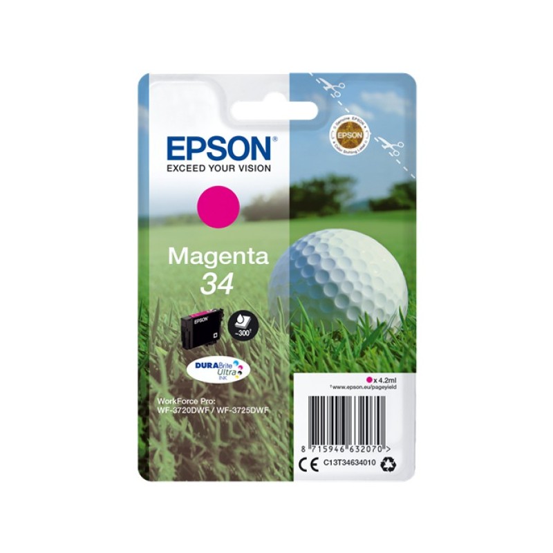 ORIGINAL Epson Cartuccia d'inchiostro magenta C13T34634010 34 ~300 Seiten 4,2ml